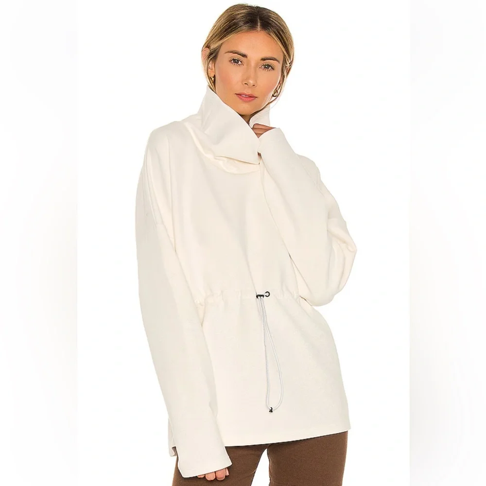 Varley Cream Drawstring Funnel Neck Pullover - Picture 2 of 16